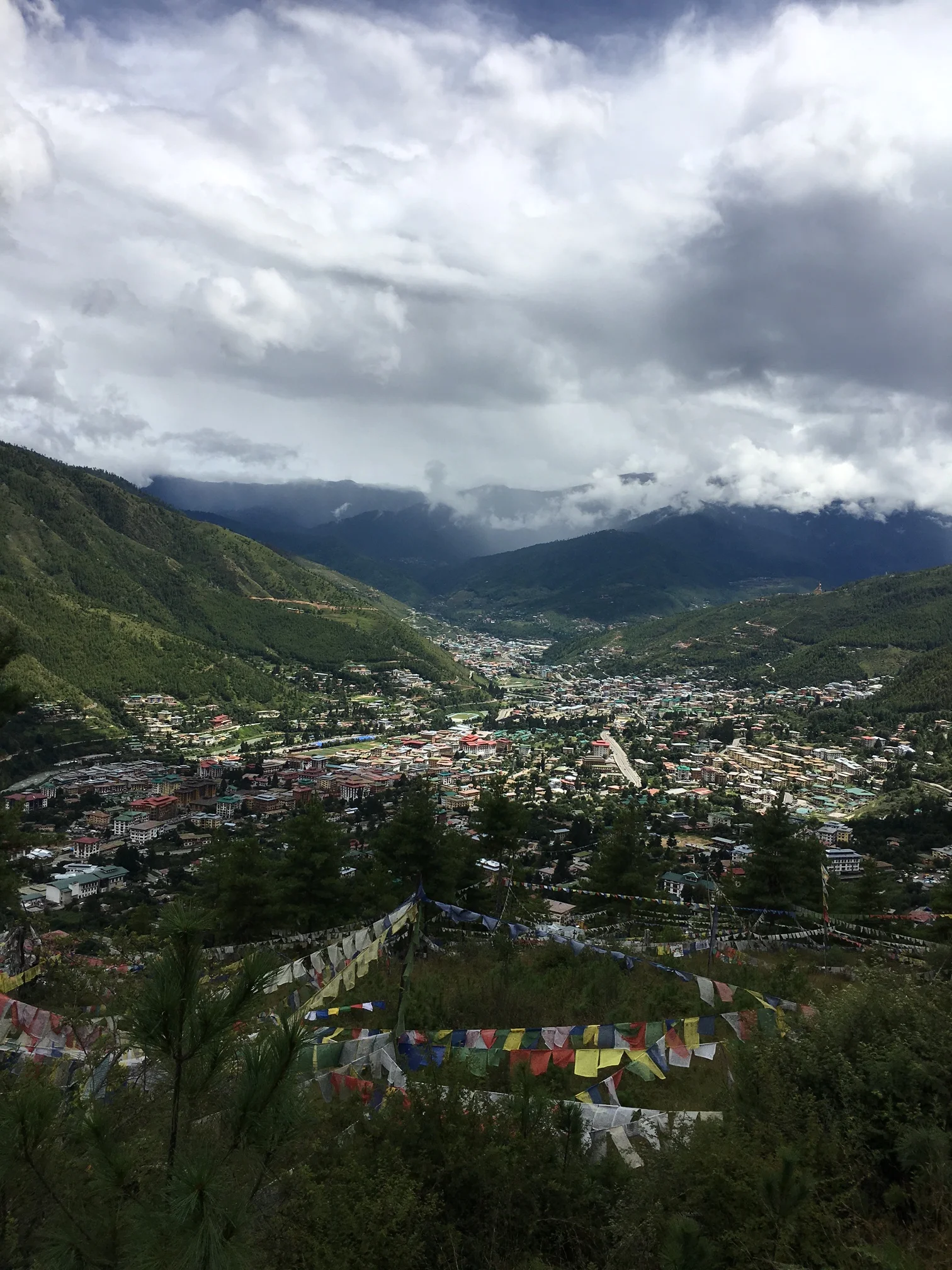Today, September 6, 2016, I made it (walking!) up to Sangaygang, the look-out point overlooking Thimphu Valley. I've done the walk hundreds of times over the years. Today was special, and I took this glorious photo of Thimphu Valley canopied by late monsoon clouds. To me it's the most beautiful sight in the world. I've been dreaming of this day, obsessing, focusing my whole existence on it at times, visualizing myself standing on this very spot, looking out onto this place I love so much. I fractured my kneecap last February in an accident in the U.S. and have had a long and painful recovery. But it wasn't all bad. I was so lucky to have angels and Buddhas around me the whole time: a great surgeon, Dr. Chris Anderson, and an army of techs, friends, nurses, and physical therapists who got me to this place. In no particular order: my sister, Elizabeth Starnes, Monica, Gary, Beautiful Joelle, Bev Graves, Indiana, Jamie Richards, Dennis, Morgan Clouse, Eva, Colleen and Harry Whitver, Marilyn Murphy, Barry Buxkamper, Mary Talley, Vin, Rob and Carol Stein, Suzanne Cassel, Cody, Nichelle, Belinda, Lynee Durham, Jeff Danley, Vicki Wilburn, Lonnie Frey, Bob Durham, ANGIE!, Anne Whitver and so many others. Thank you! With your help I can climb mountains. Sending love from Bhutan.