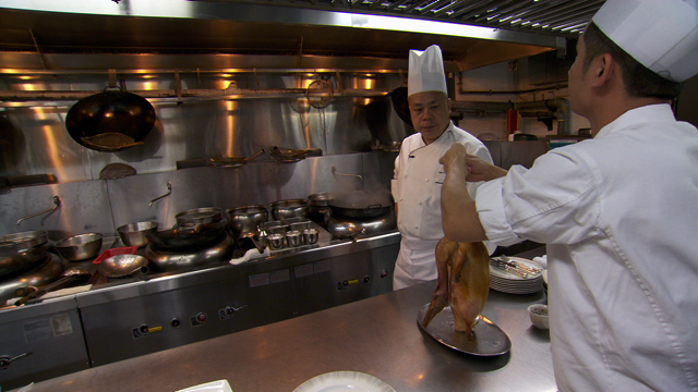 preparing the duck