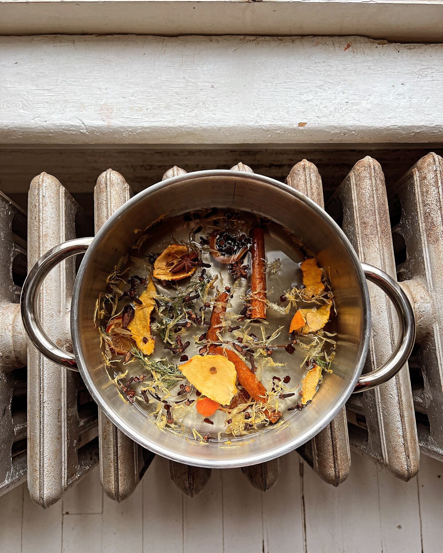 Getting in the old home holiday spirit with some beautiful potpourri from @lizdwyer.art, mulling in a pot on the radiator. Bought it over the weekend at Jingle on Main, hosted by @blairstownbec. Working on shopping local!
.
.
.
.
.
#happyholidays #sh