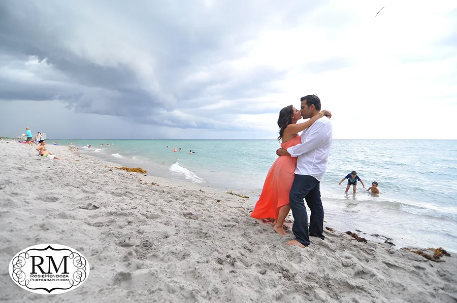 There is no such thing as an empty beach background in South Florida. Photoshop is required to make it look like a private location...