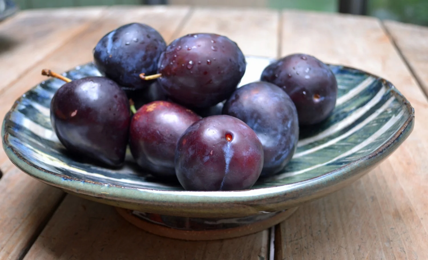 Striped Plate with Plums