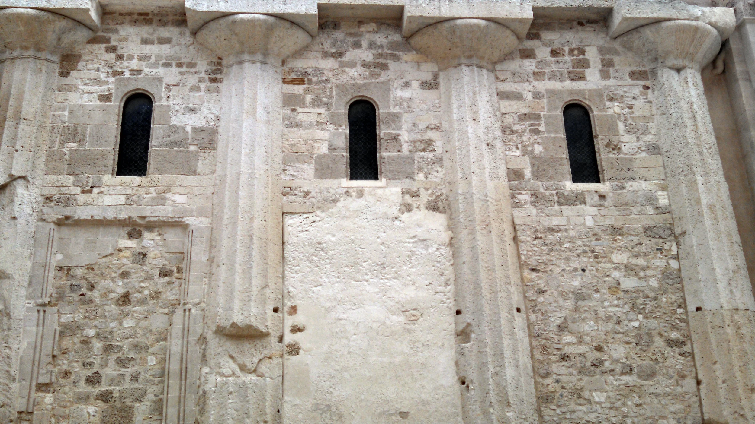 Temple of Athena, now Siracusa's Main Cathedral, Side Exterior Showing Reuse of Greek Columns (Siracusa, Italy)