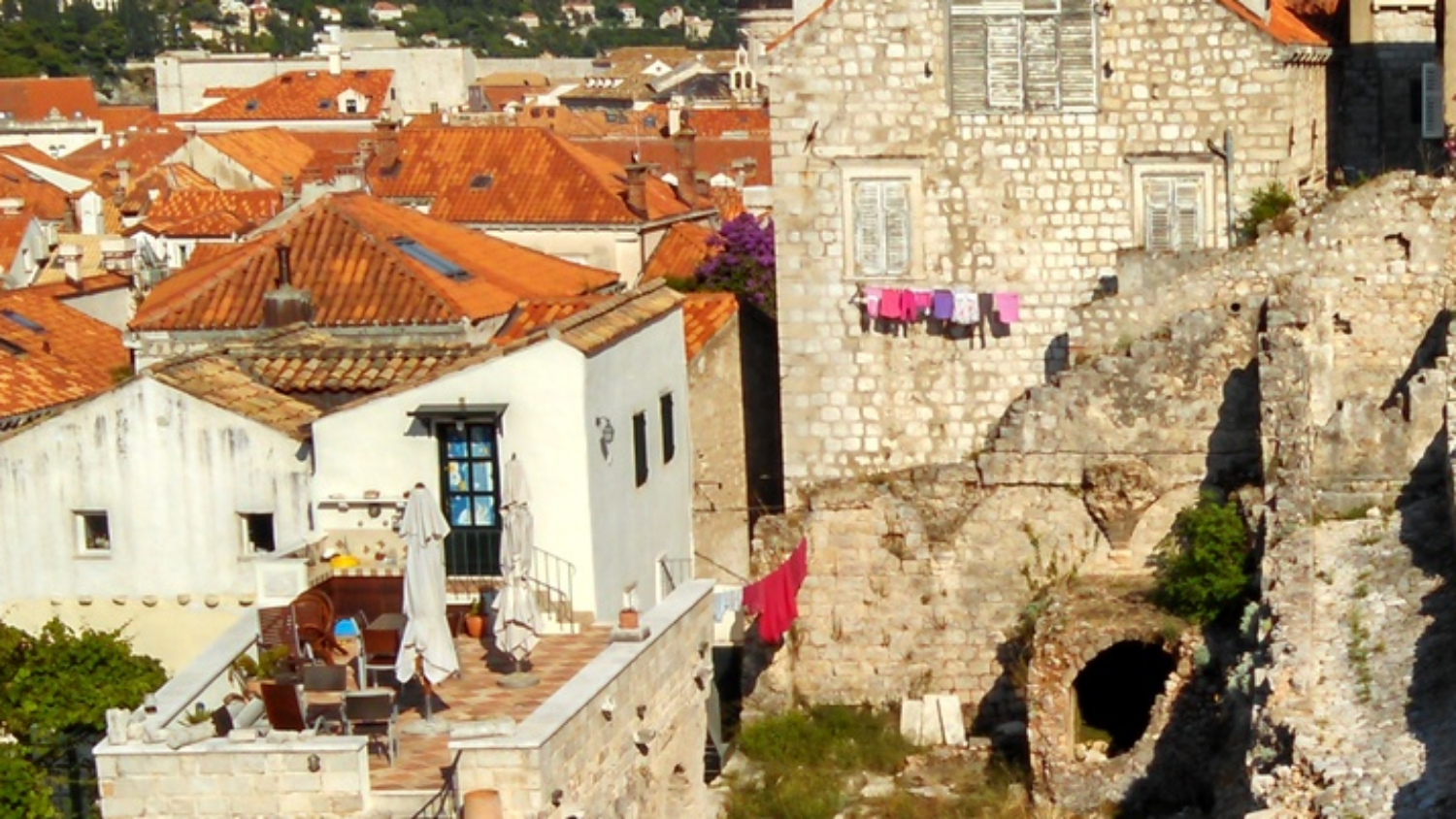 Laundry on the line in Dubrovnik, Croatia