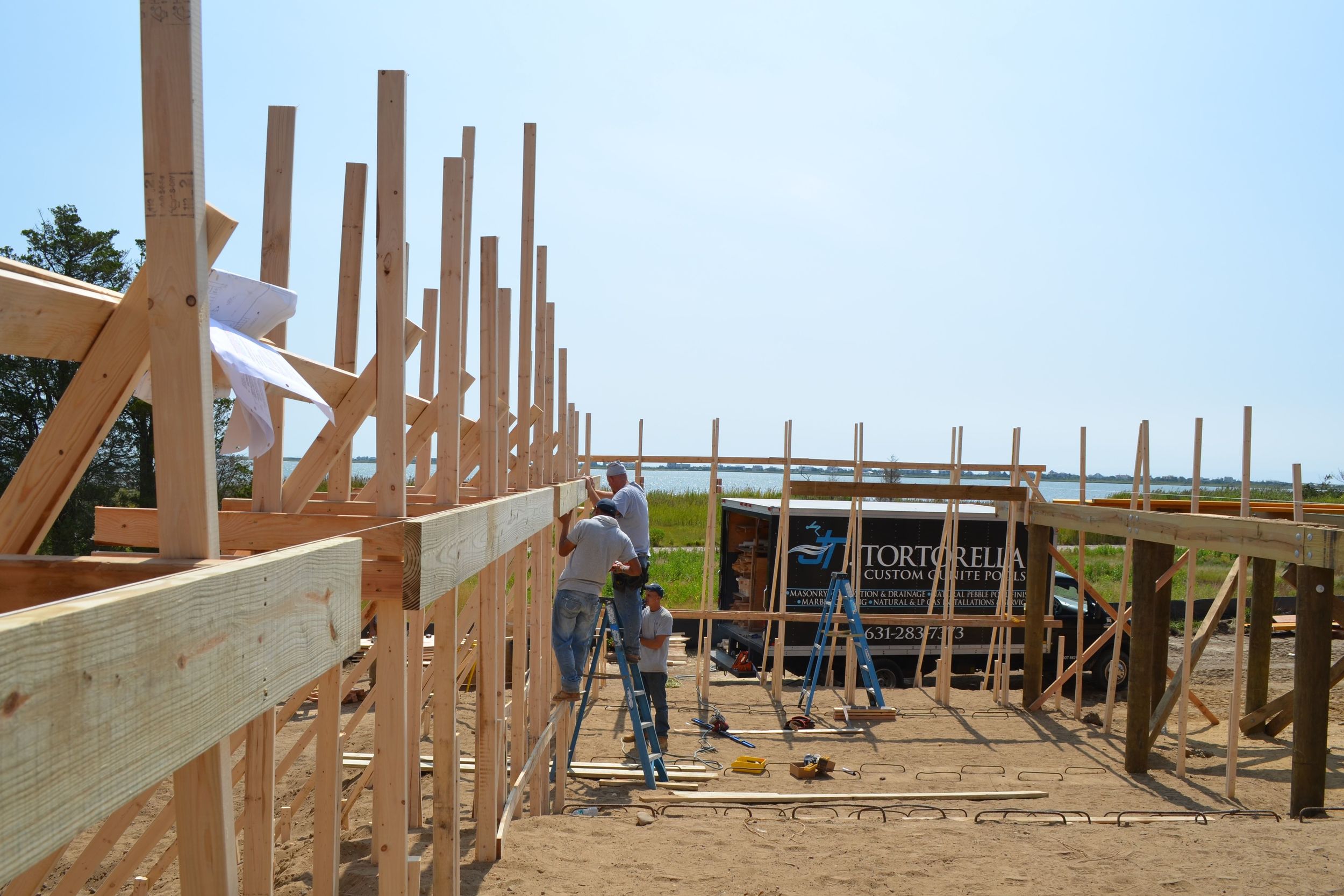 Pool Builders Starting to Frame the Pool