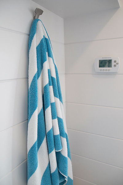 One of five thermostats that control Sunset Green Home's Mitsubishi heating and cooling system