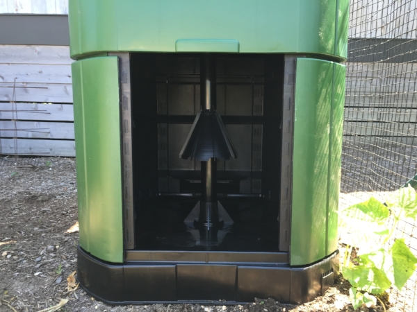 View of the Aerobin's "lung" seen through the bottom opening of the bin