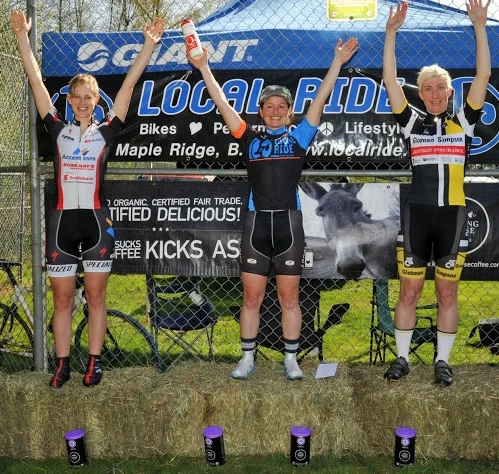 Cat 1/2/3 Women's podium (l-r): Allie Guenther, Sandra Walter, Claire Cameron. Photo: Paul Craig