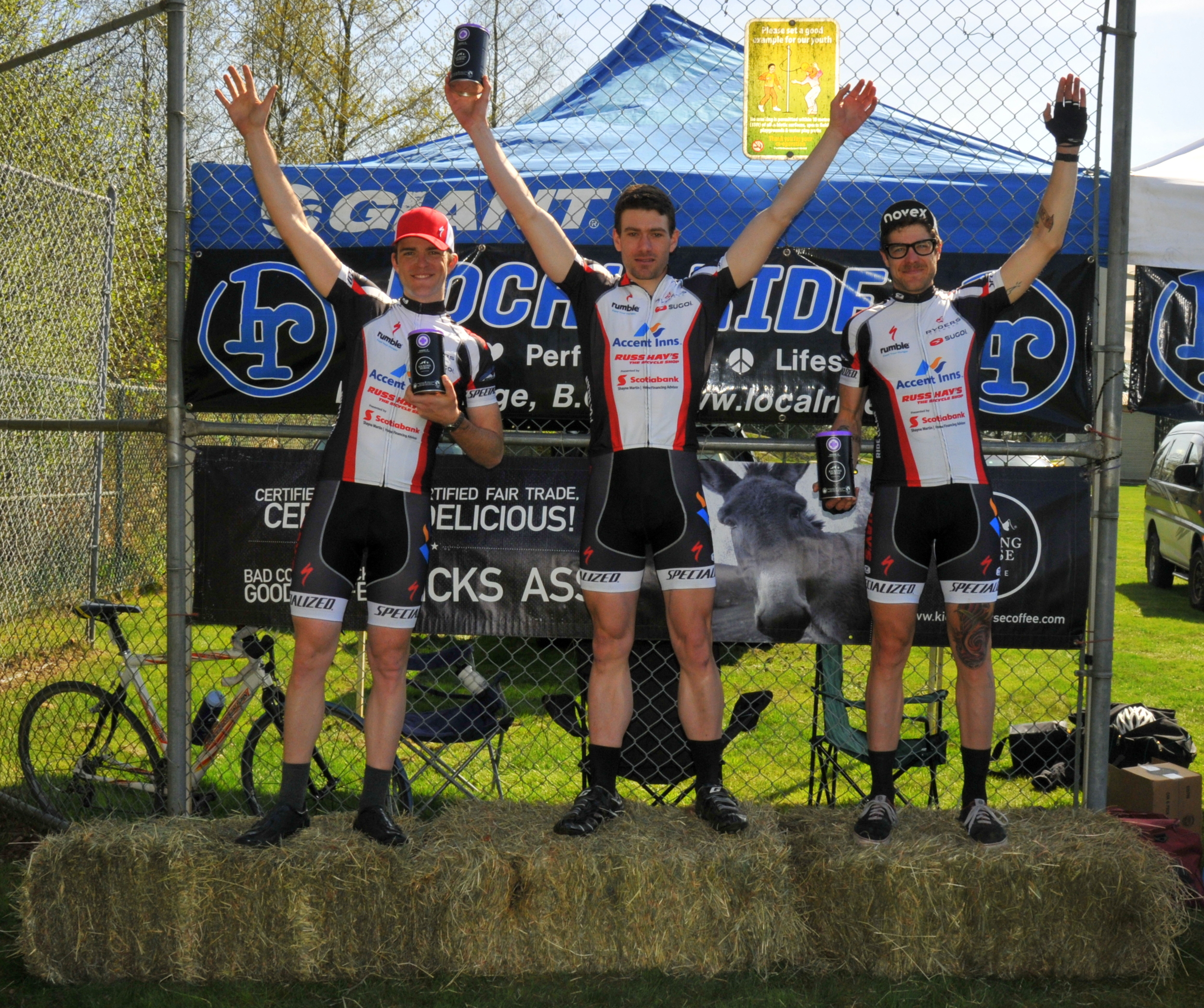 Cat 1/2 Men's Podium (l-r): Curtis Dearden, Greg Christian, Dylan Davies. Photo: Paul Craig