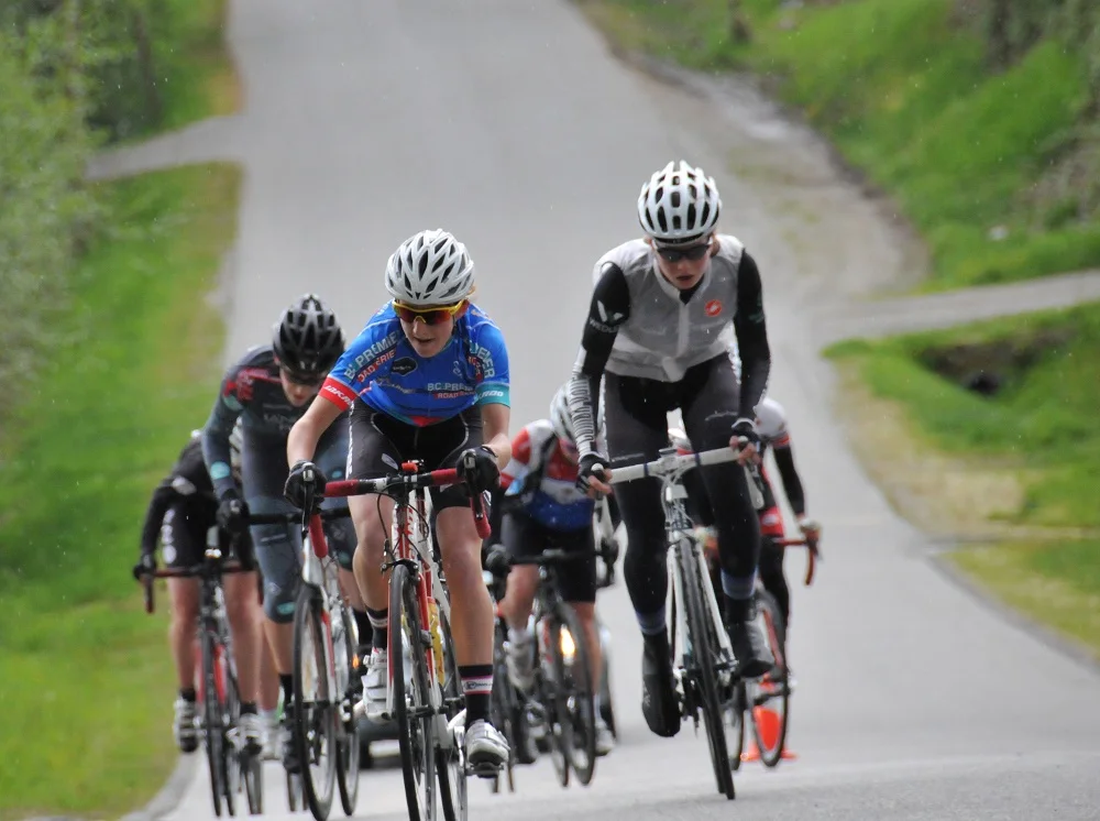 Maggie Coles-Lyster (Local Ride Racing) attacks during the Cat 3-4 Women's Thorn Hill Road Race. Photo: Paul Craig