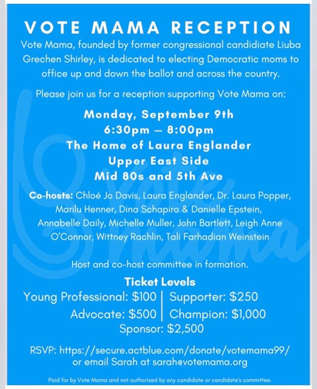 I&rsquo;m co-hosting an amazing event with @girliegirlarmy for @votemamaus with the awesome @liuba4congress on Sept 9! @votemamaus is dedicated to supporting democratic Moms running for office. ❤️🌈 please join me! I&rsquo;d also like to offer a 10% 