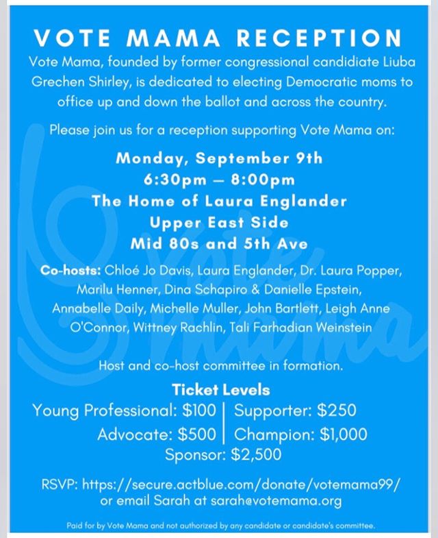 I&rsquo;m co-hosting an amazing event with @girliegirlarmy for @votemamaus with the awesome @liuba4congress on Sept 9! @votemamaus is dedicated to supporting democratic Moms running for office. ❤️🌈 please join me! I&rsquo;d also like to offer a 10% 