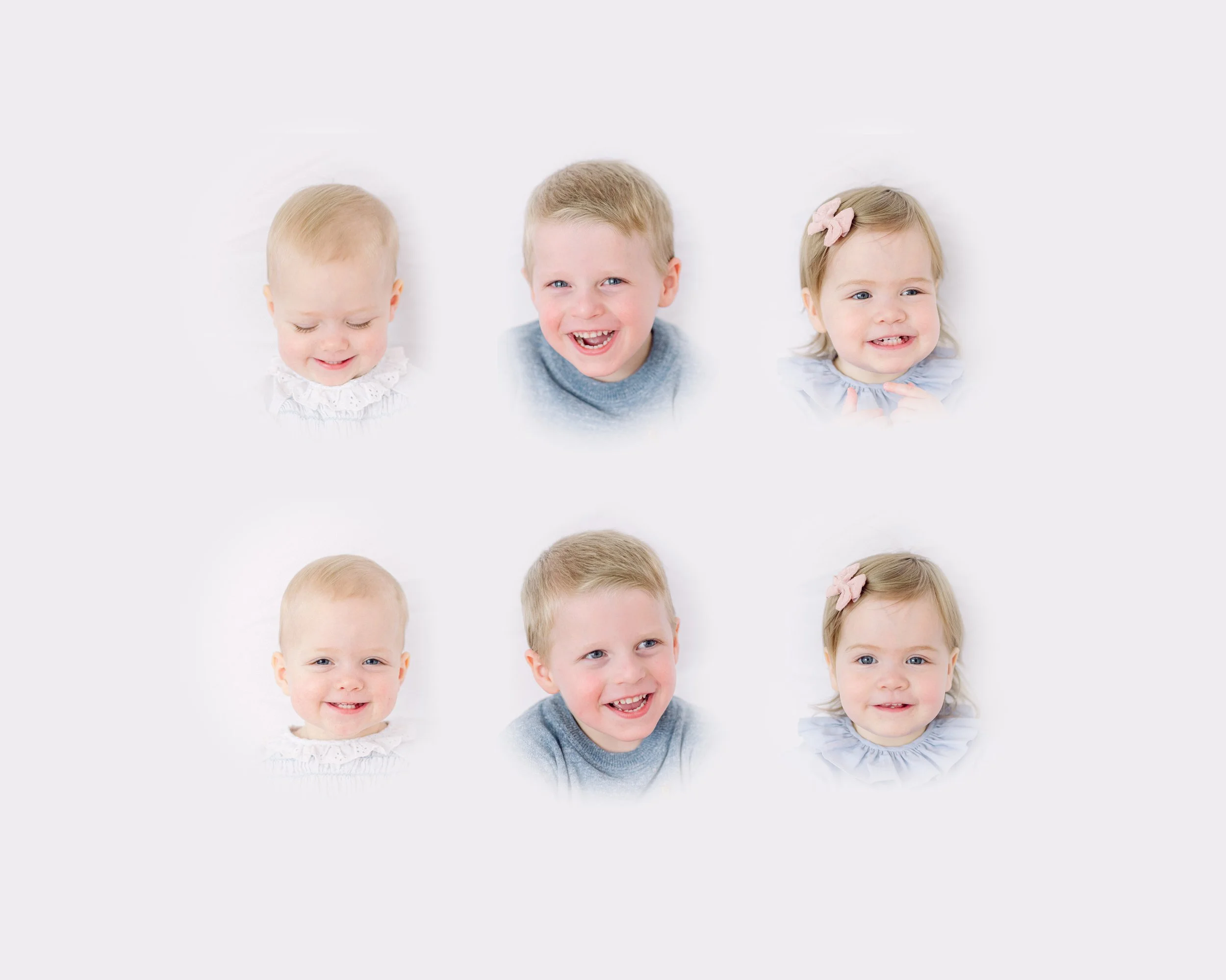 Oval Sibling triptych, classic, timeless, twin