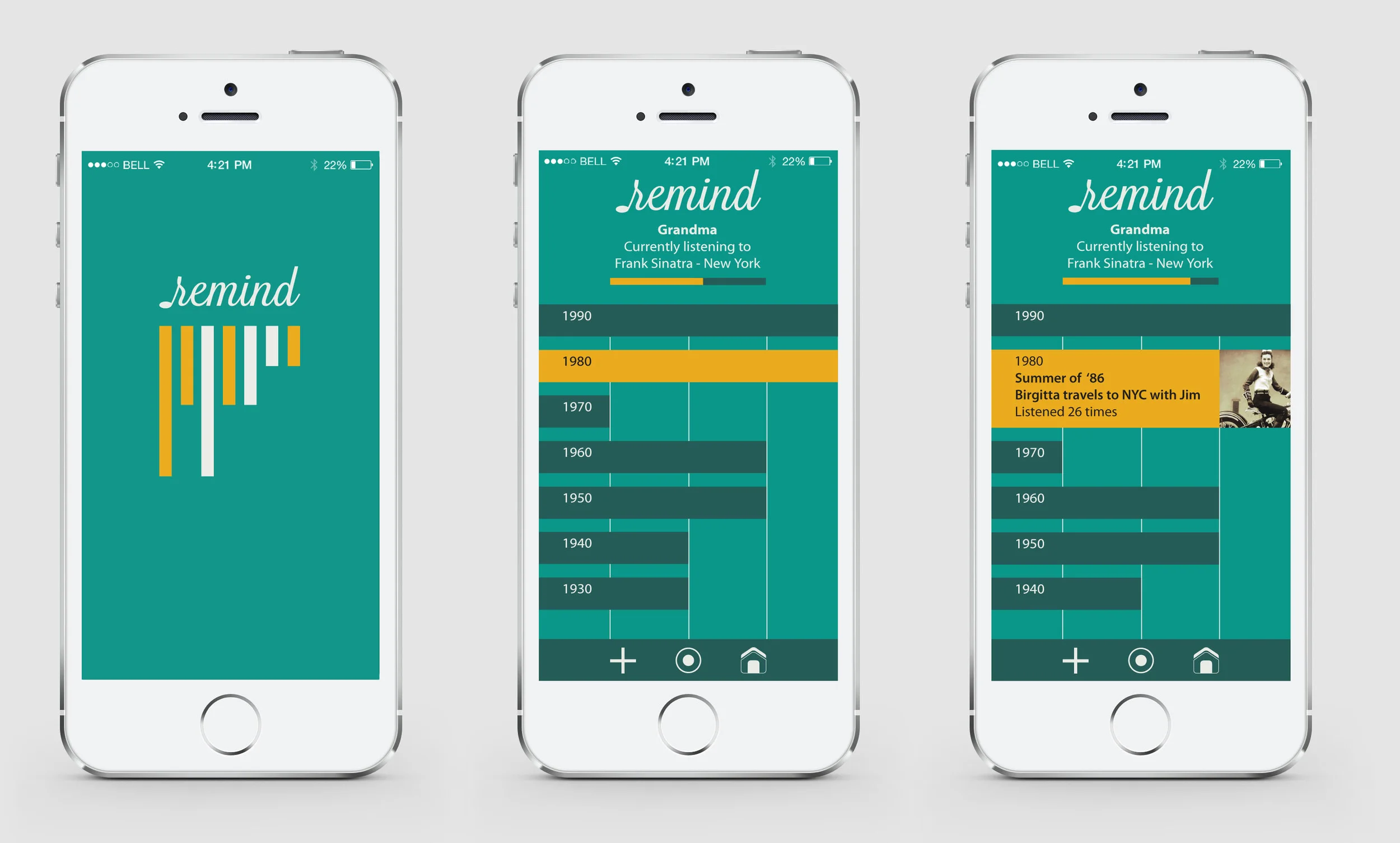 Remind - Music for Memory, mobile application designed for families and caregivers.