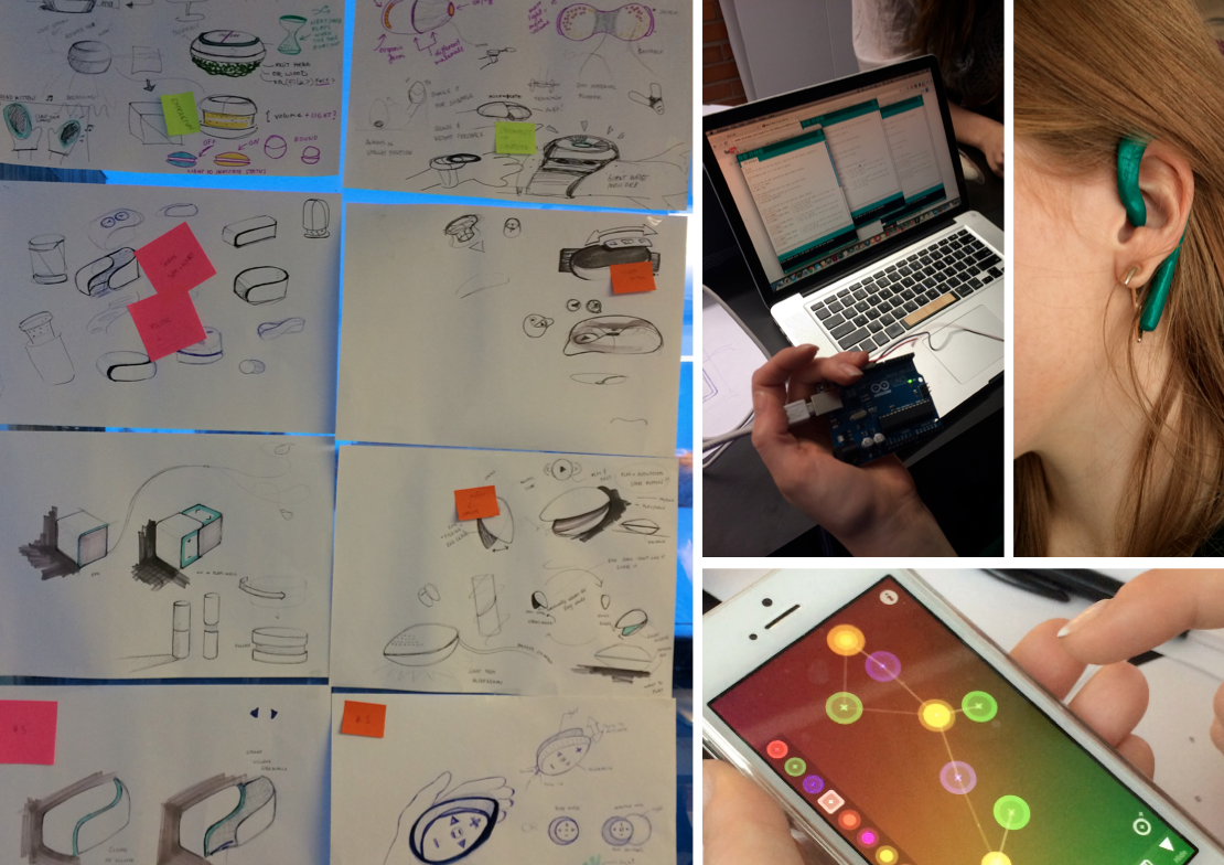 Exploring different forms, vibrations with Arduino, an alternative hearing device, as well as sound design for the device feedback