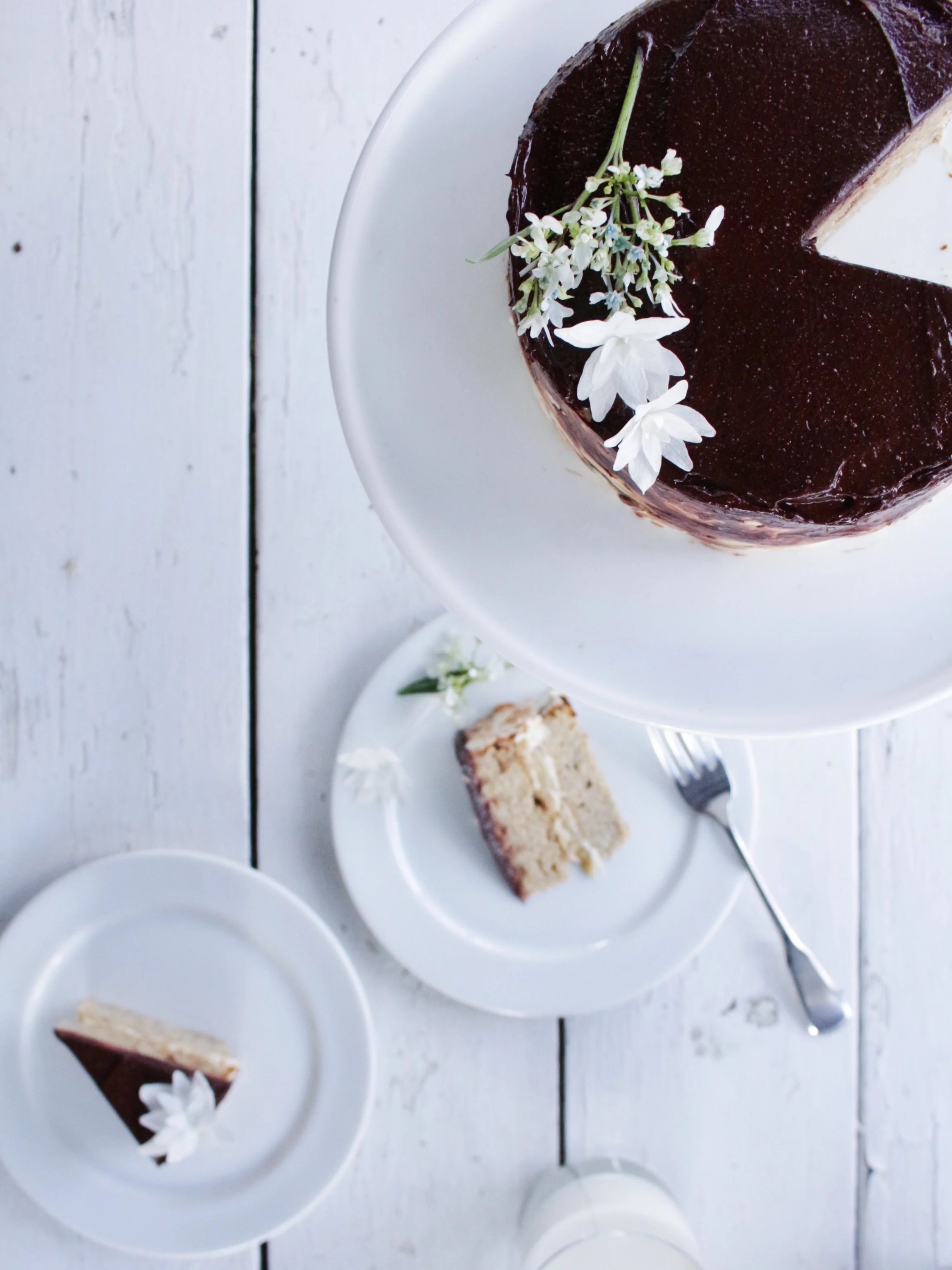 Banana Birthday Cake with Cream Cheese and Chocolate Frosting