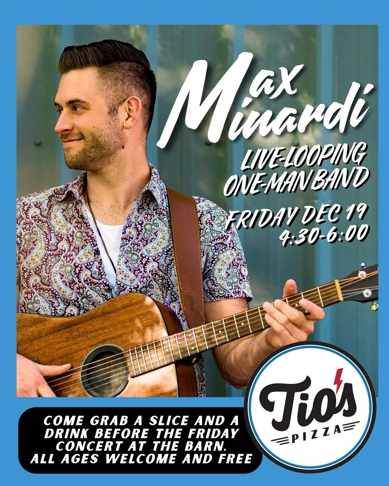 Super excited to announce live music on the patio at Tio&rsquo;s! Come on out for live-looping of familiar songs, delicious pizza, and great local beers. Music starts at 4:30 and continues until 6:00. BUT the fun doesn&rsquo;t stop there! Head over t