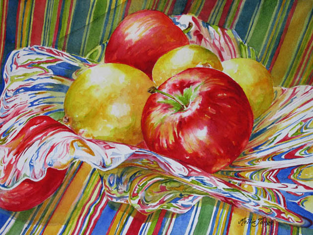 HM "Apples, Lemons and Stripes" by Mollie Jones Watercolor