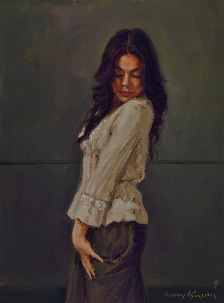 HM "Does it Show" Anthony Gonzalez Oil on Canvas
