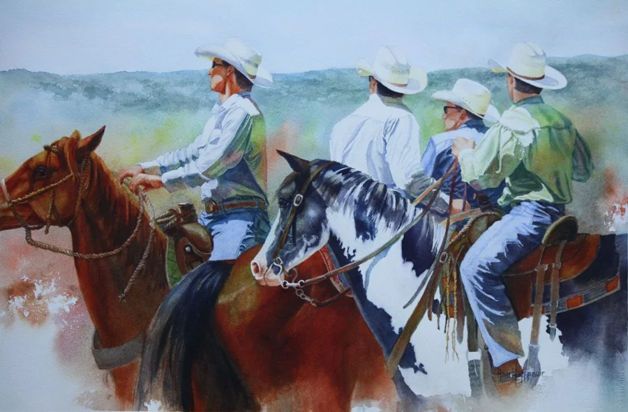 HM "Some Wranglers" by Anne Hoffpauir Watercolor