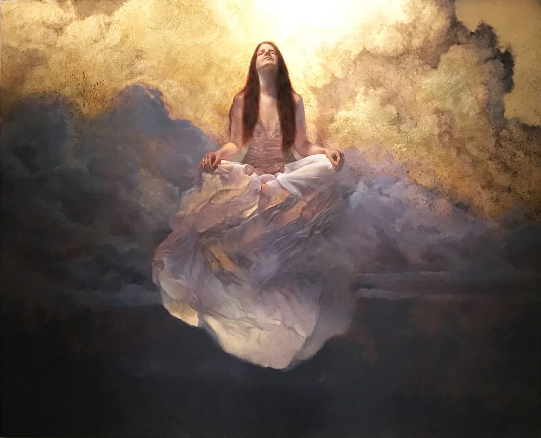 Voyager oil, metal leaf on panel, 48" x 60"