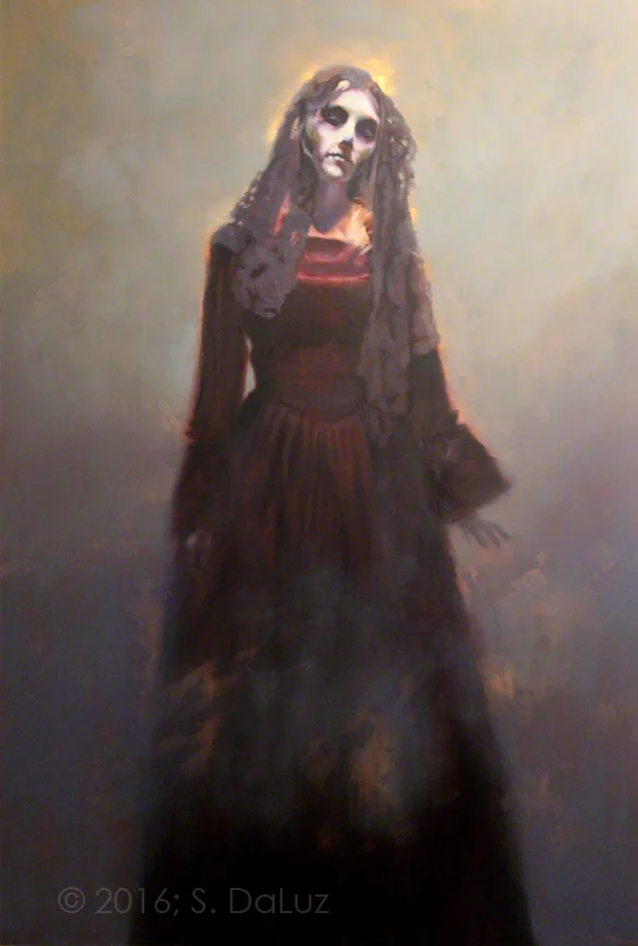 Crossover oil, metal leaf on panel, 52" x 42"