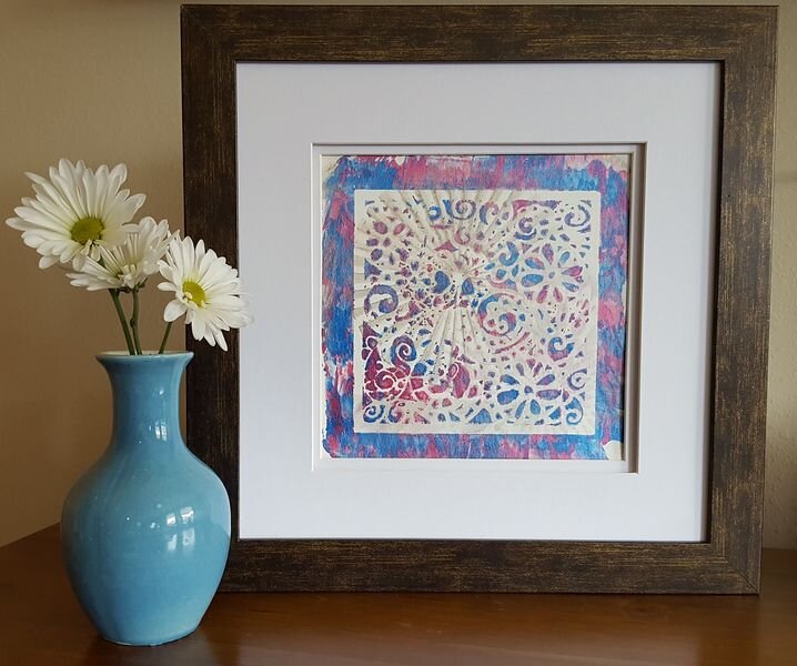Persian Motif Square Star in Blue &  Red Hand Print Acrylics 01_1.jpg