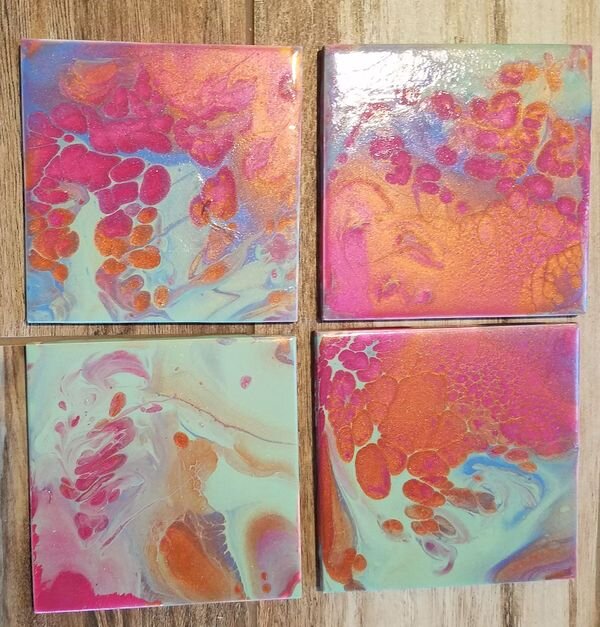 Red, Blue and Bronze Acrylic Pour Coaster  01_1.jpg