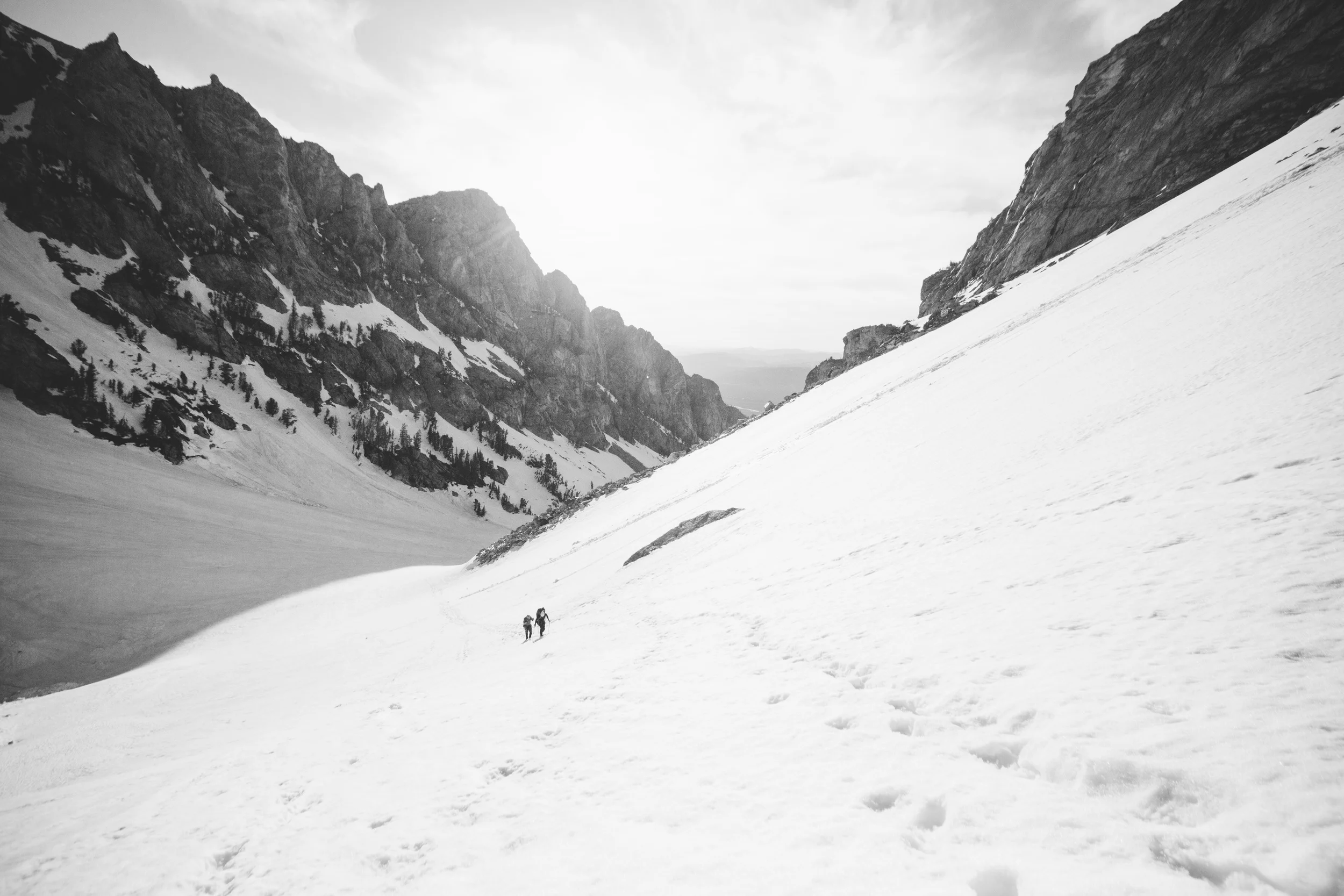 Heading out of Garnet Canyon towards the base of the Middle Teton.