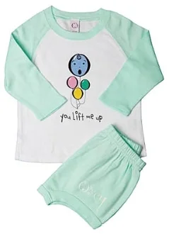 Honeydew Long Sleeve Raglan Shirt with Matching Diaper Cover