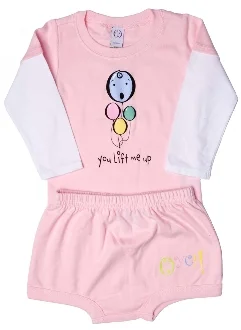 Pink Long Sleeve Raglan Shirt with Matching Diaper Cover