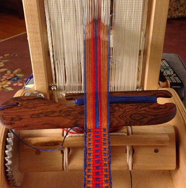 Handwoven strapping, in progress.