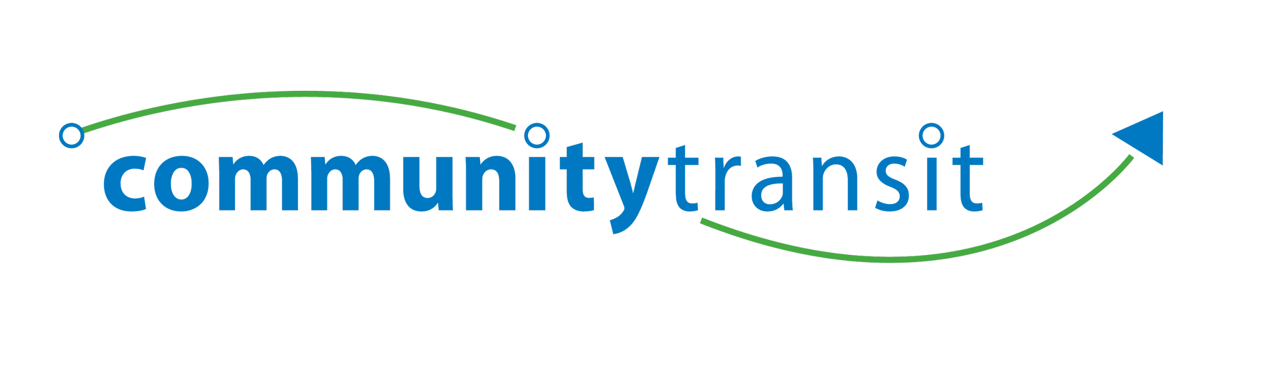 Community Transit logo featuring blue lettering and green directional arrows, recognizing the Snohomish County public transportation agency as a community supporter of Leadership Snohomish County.