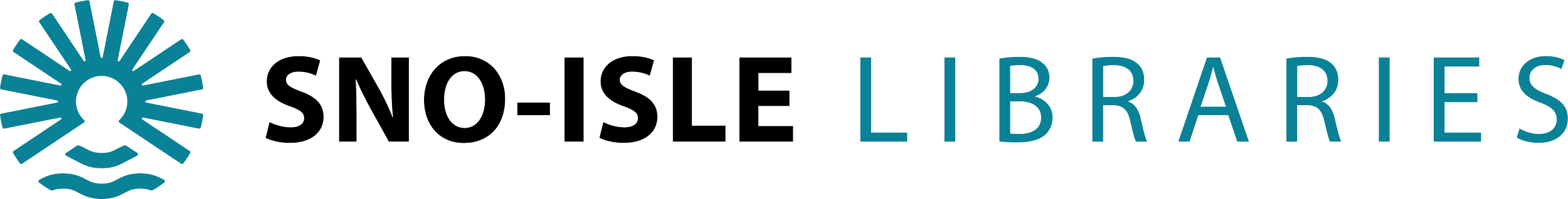 Sno-Isle Libraries logo featuring its teal sunburst and wave emblem, recognizing the regional public library system as a community supporter of Leadership Snohomish County.