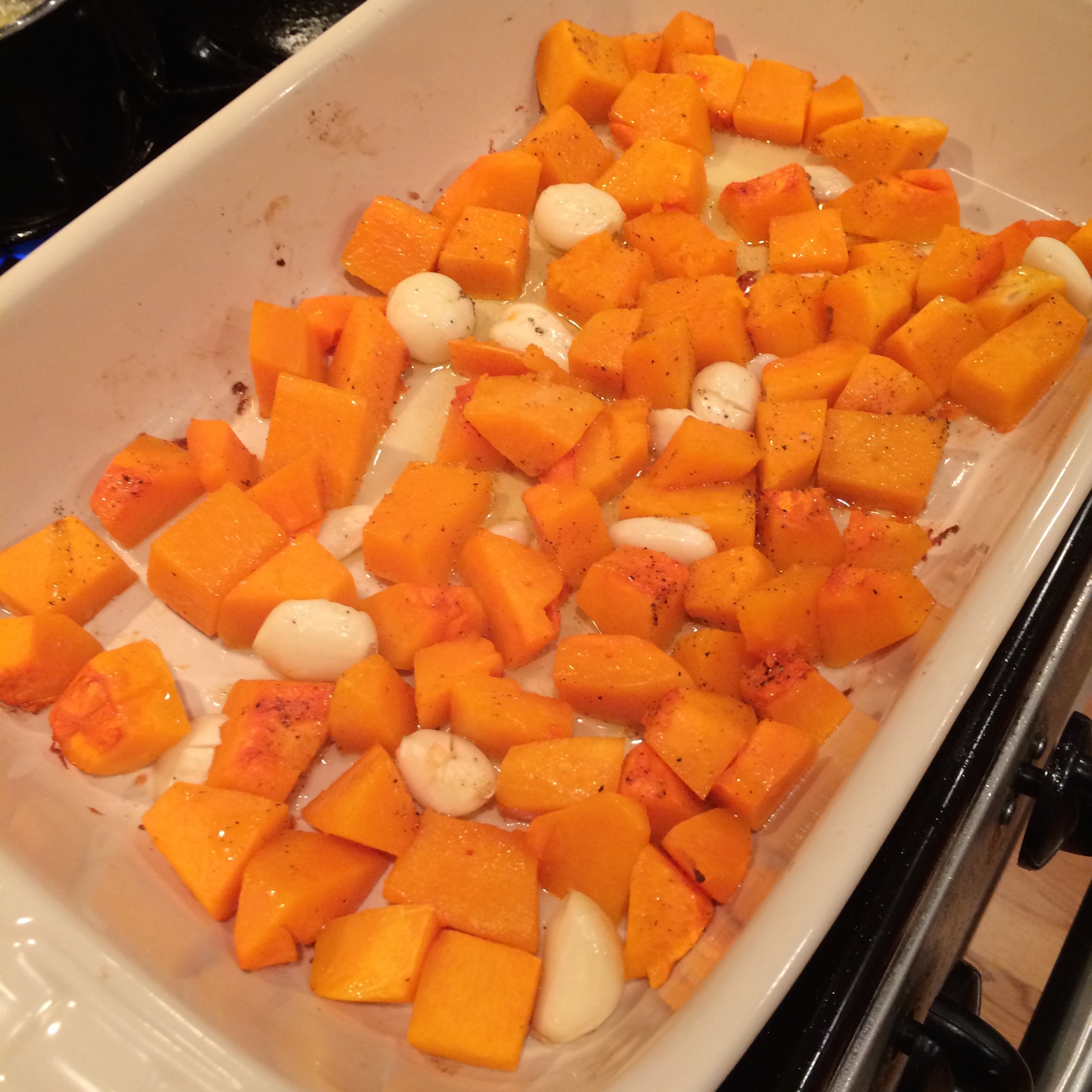Roasting squash & garlic