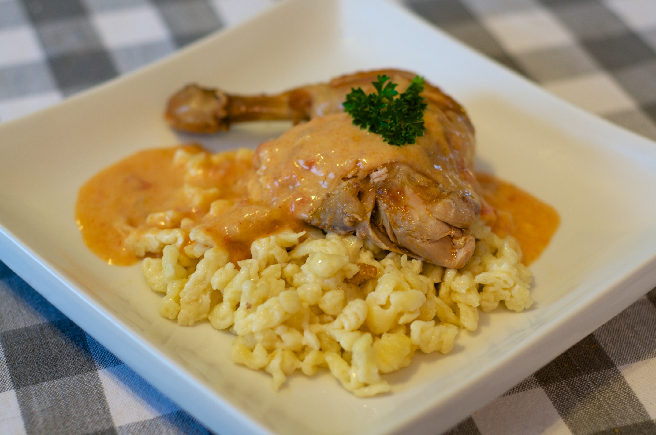 Chicken paprikás and "nokedli"