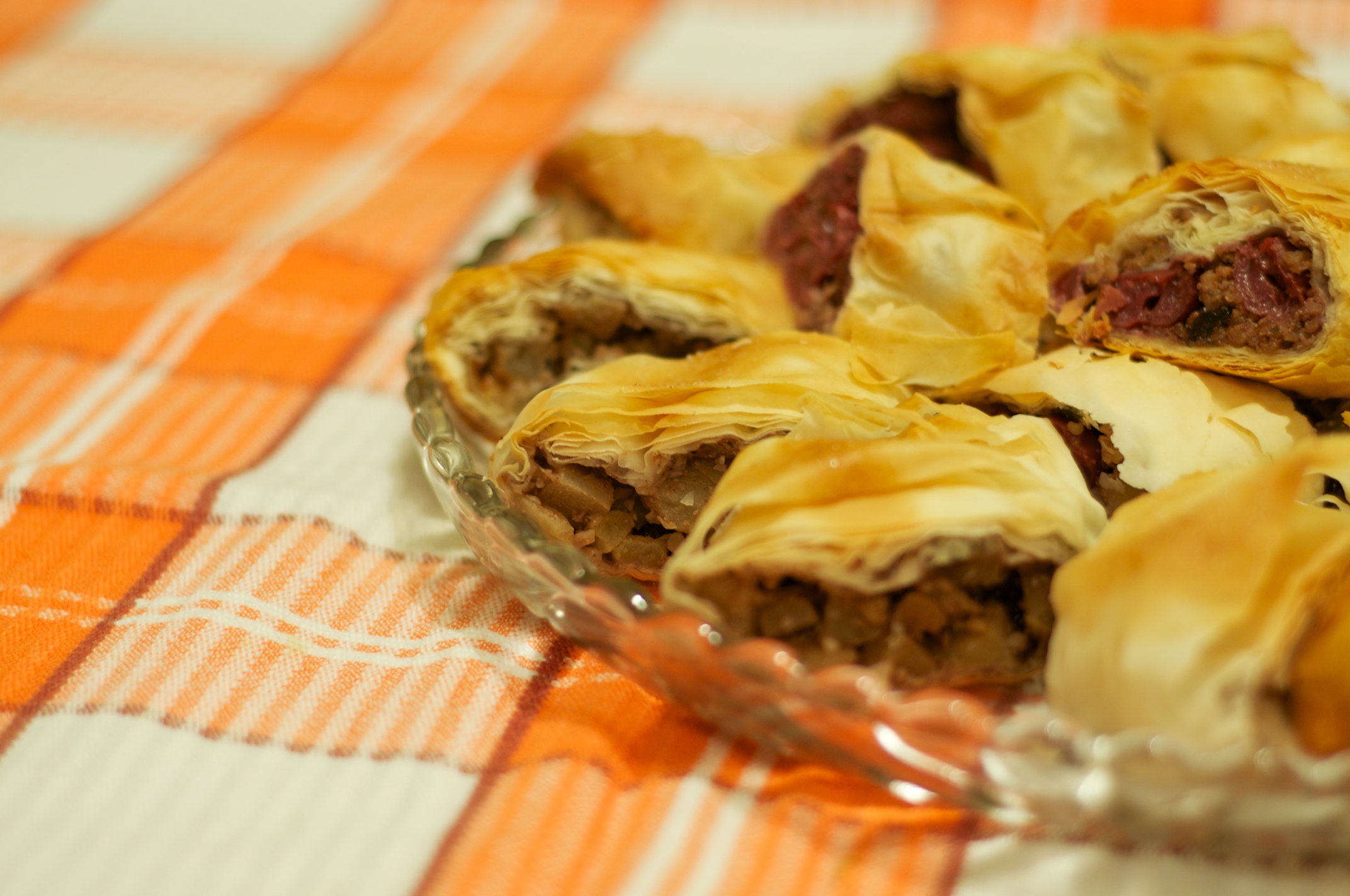 Sour cherry and walnut strudel