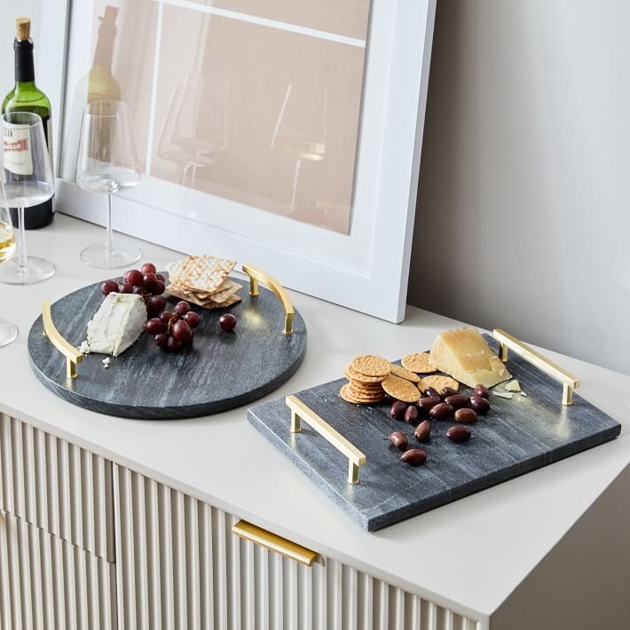 Brass &amp; Black Marble Cheese Boards