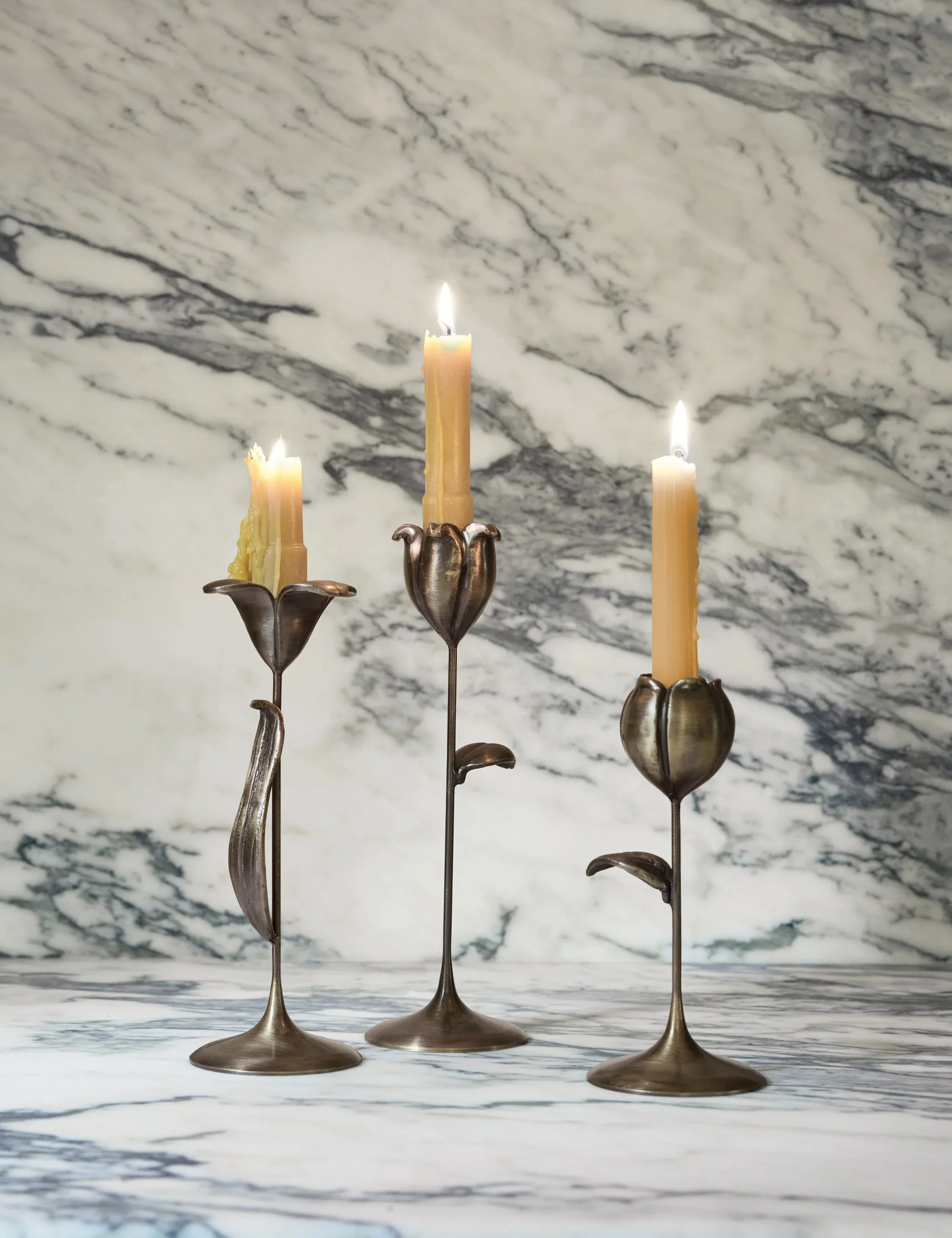 Olivia Floral Candlesticks (Set of 3)