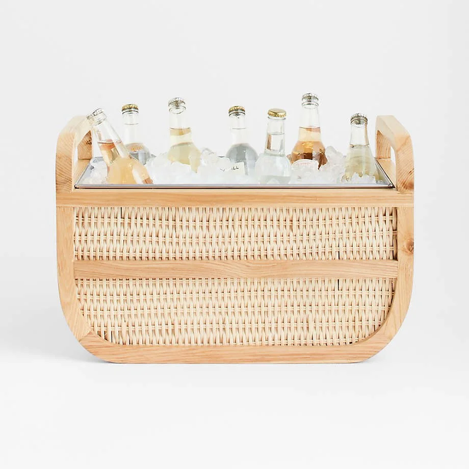 Crate &amp; Barrel - Leland Rattan Beverage Tub