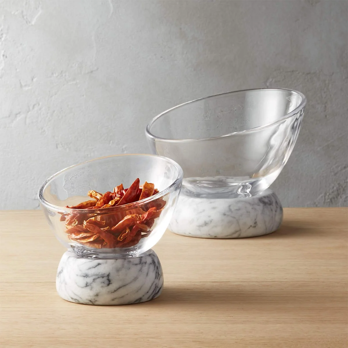 *CB2 - Askew Marble and Glass Serving Bowls Set of 2
