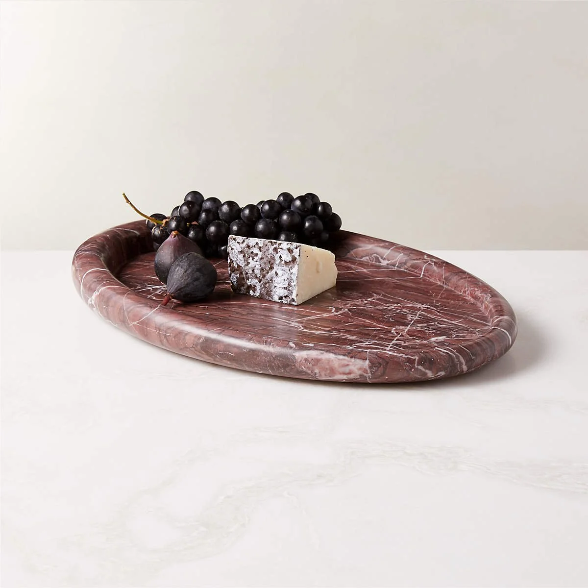 CB2 - Pave Oval Red Marble Serving Tray