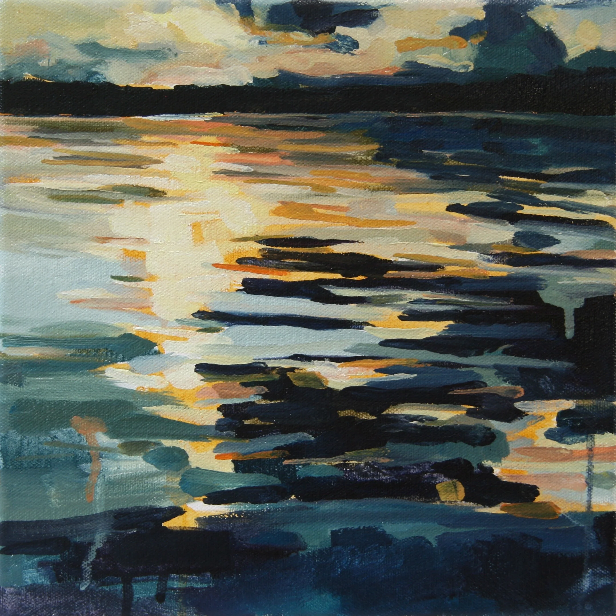 Collide. 2015. Water soluble oil on canvas. 10"x 10"