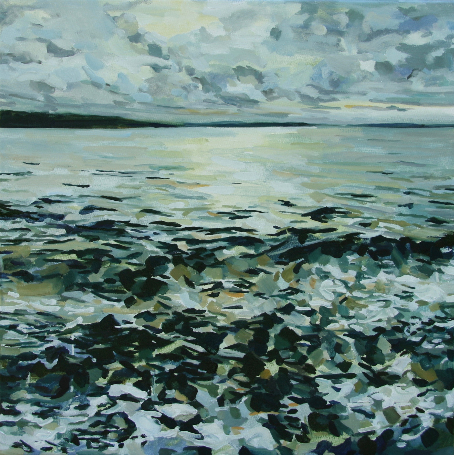 'Silver & Gold', 2016. 20" x 20", water soluble oil on canvas.