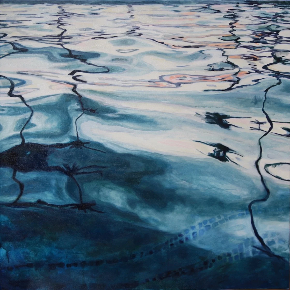 Fluid Reflection. 2016. Water soluble oil on canvas. 30" x 30" 