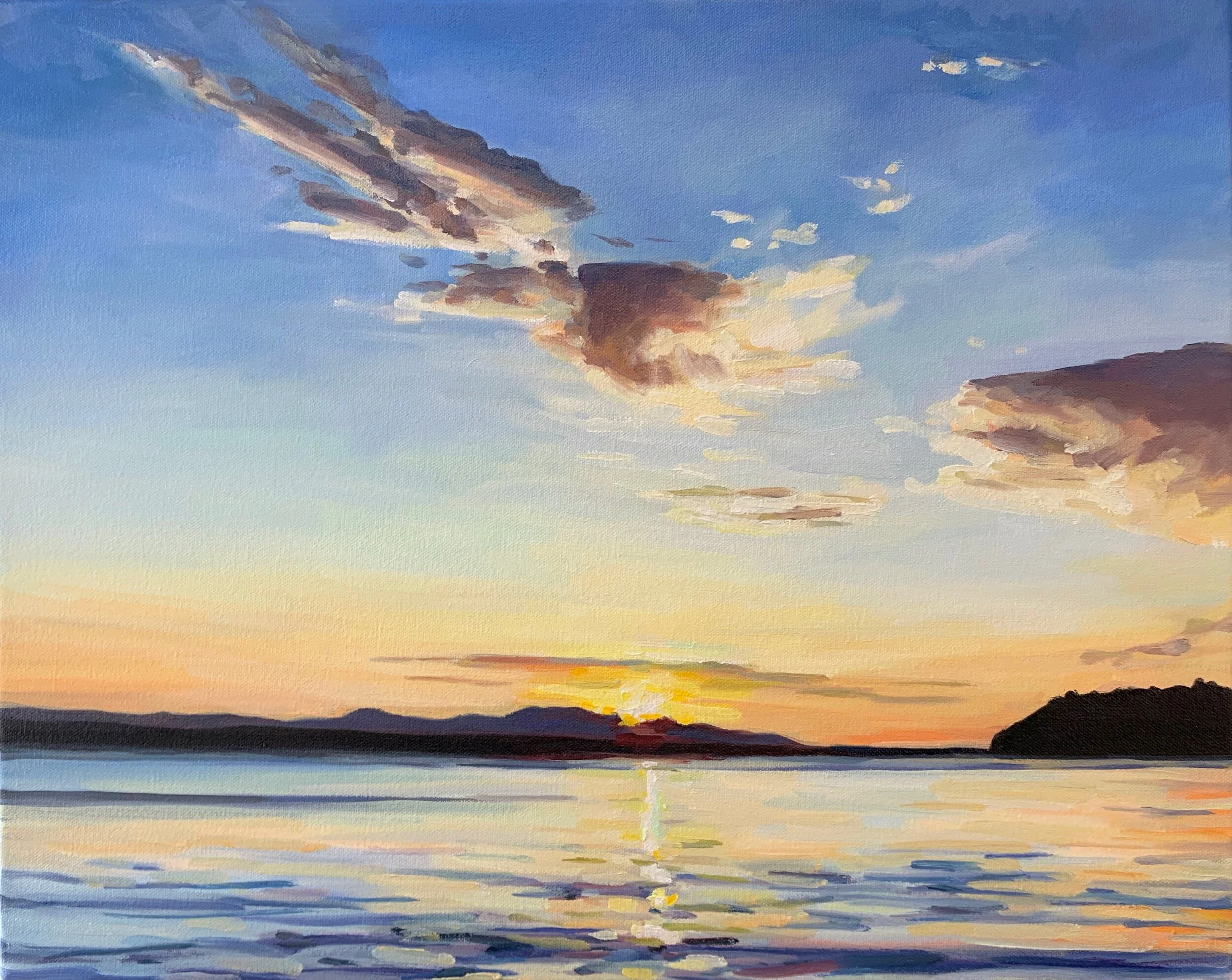 ‘Seahurst Sunset’ 2019 20” x 16” water soluble oil on canvas sold