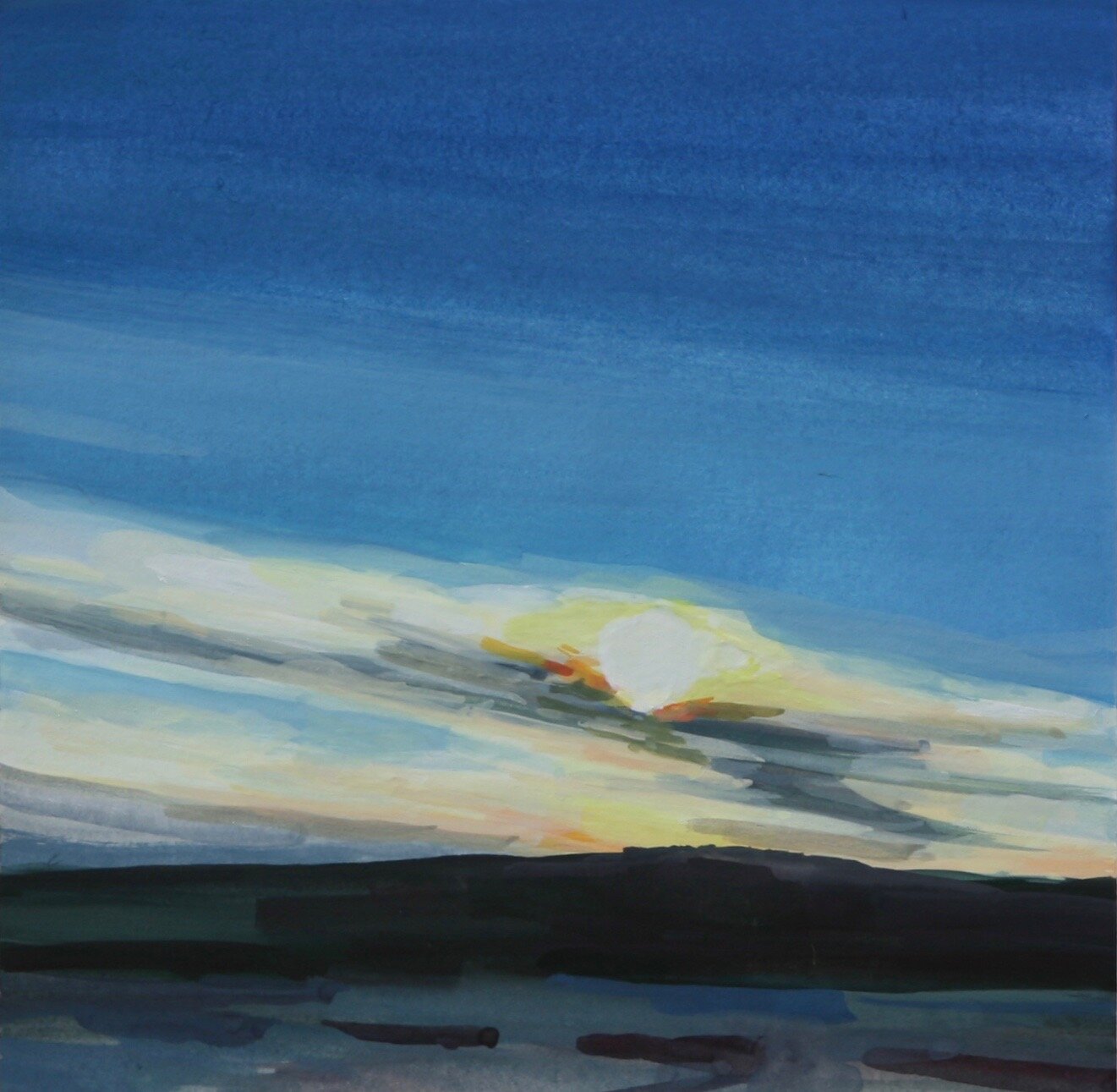 ‘Cold and Bright’ 2019 4” x 4” gouache on paper sold
