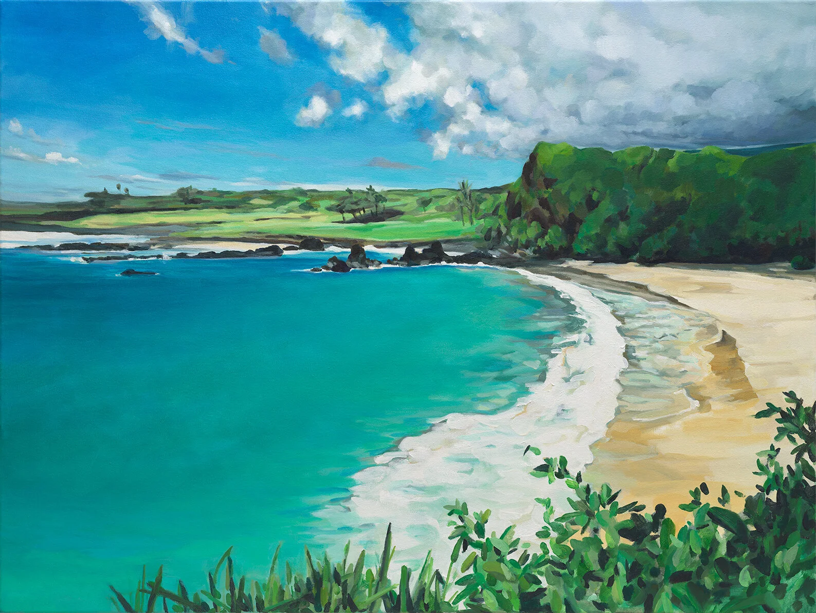 ‘Hamoa Beach’ 2018 40” x 30” water soluble oil on canvas sold