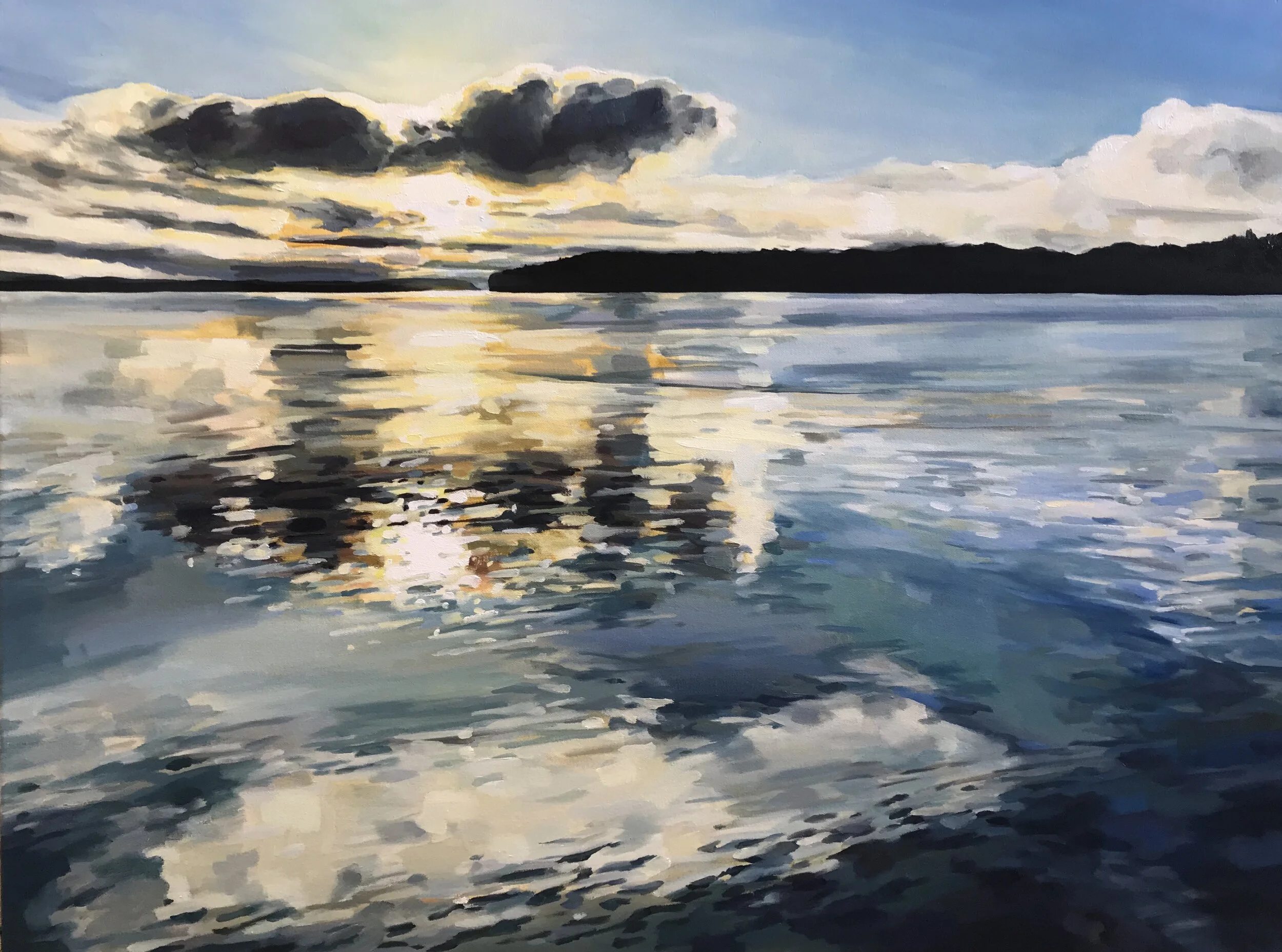 ‘Winter Sunset’ 2018 40” x 30” water soluble oil on canvas sold