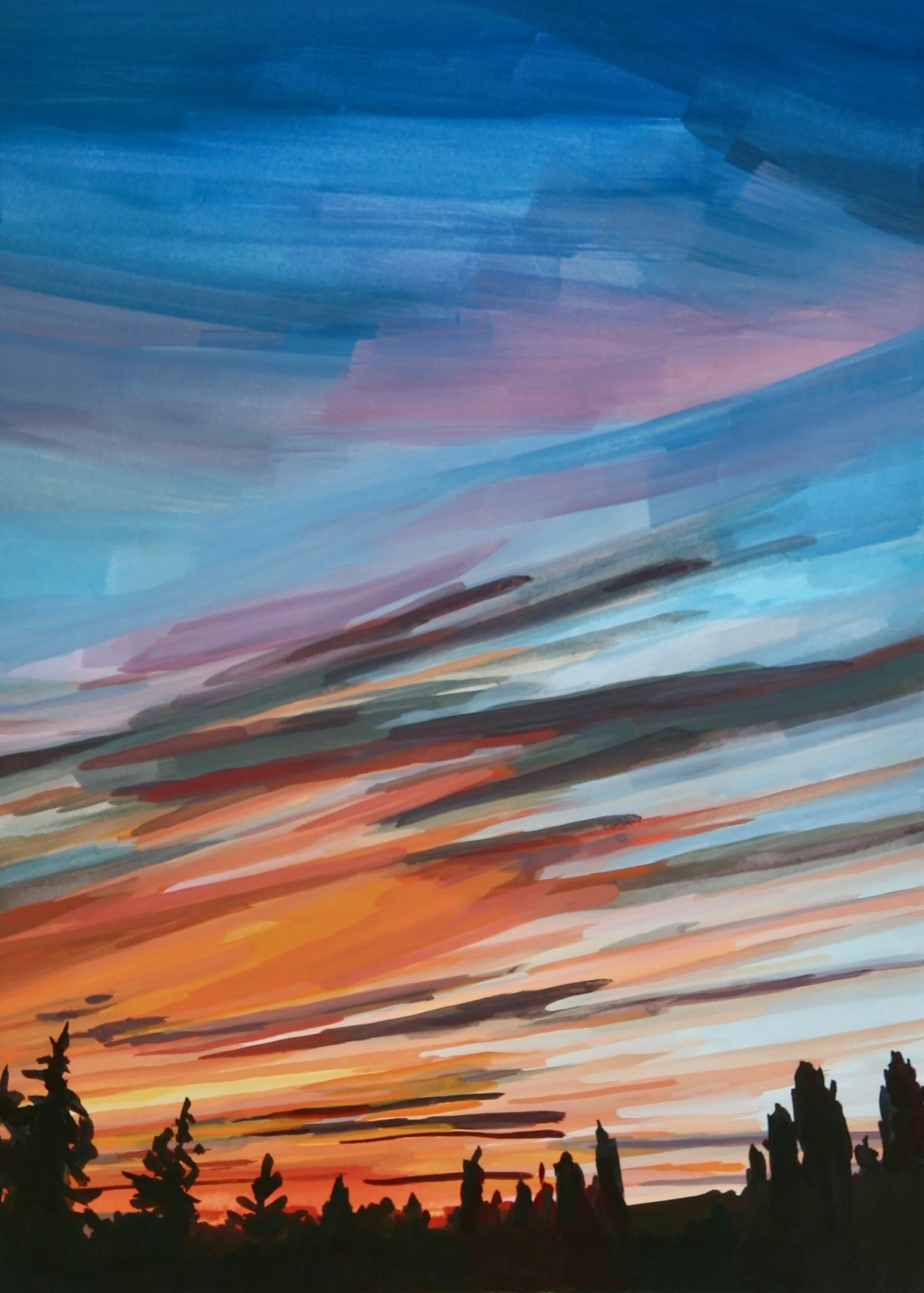‘Sorbet Streaked Sky’ 2018 9” x 12” gouache on paper sold