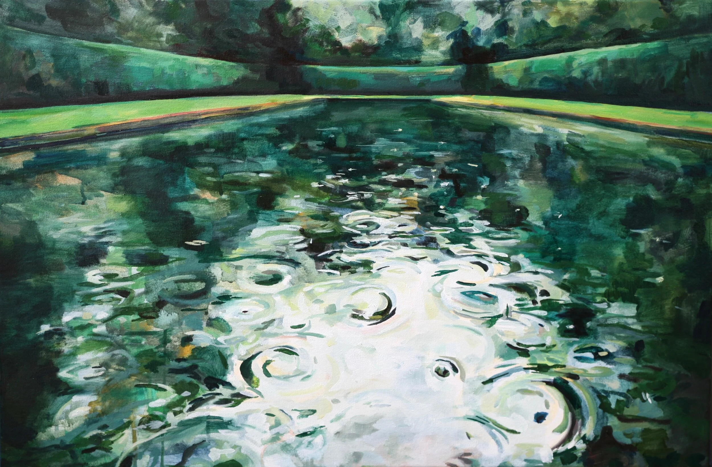 ‘Reflection Pool I’ 2016 30” x 20” water soluble oil on canvas sold